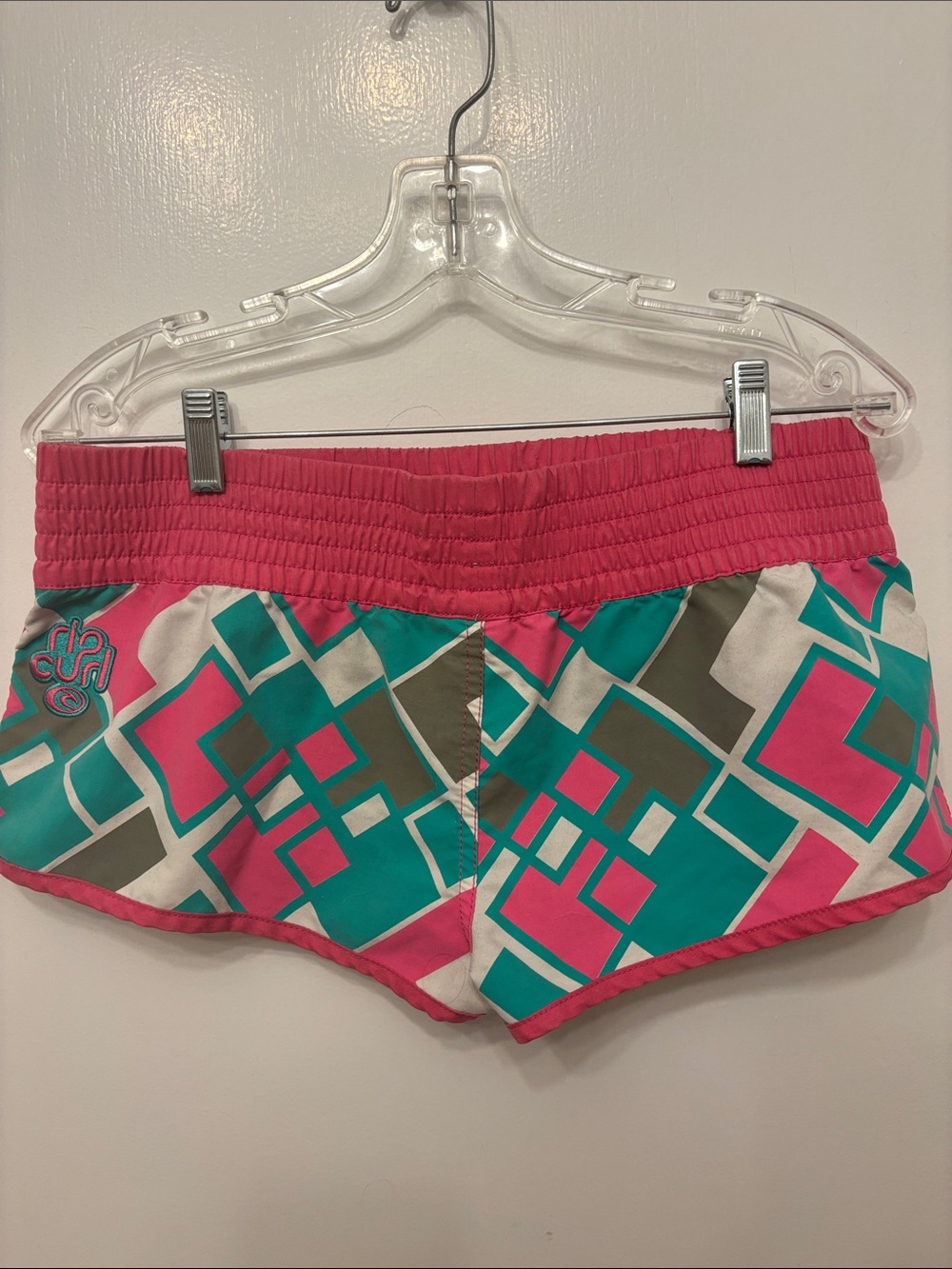 🌟4 for $20 Women’s Pink & Teal Geo Print Micro Board Shorts - Picture 4 of 6